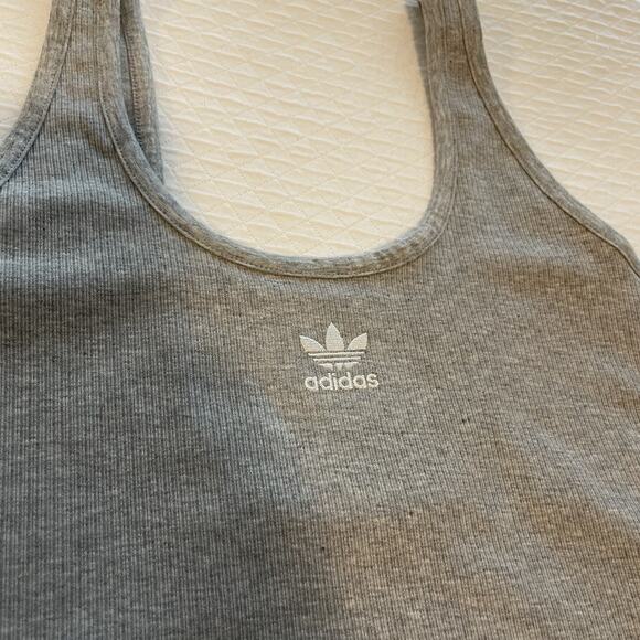 Adidas Originals Rib Crop Tank Top Athletic Sports Workout Layering Shirt Sz XS - Picture 5 of 9